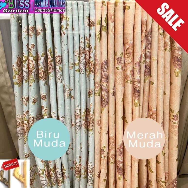 YMN gorden motif bunga Tirai jendela minimalis  gorden+hordeng  korden bunga bunga pink biru