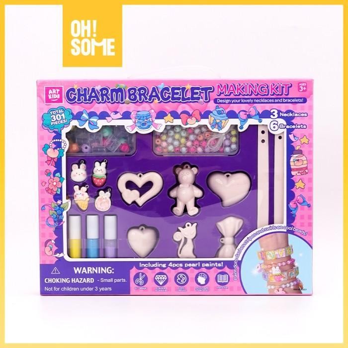OHSOME Art Kids Charm Bracelet Making Kit DIY Set Mainan Kerajinan Tangan Rakit Gelang Kalung DIY