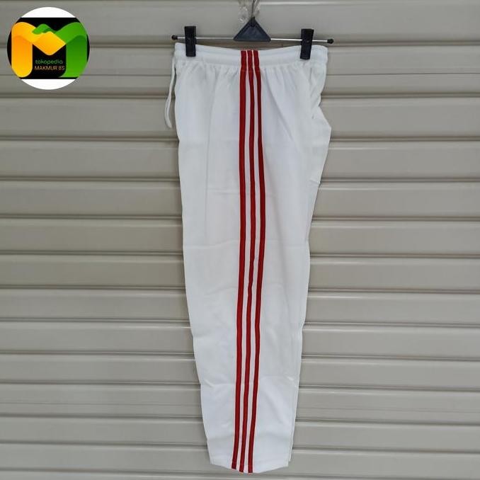 TERLARIS - Celana training putih gading lis merah#training dewasa pria/wanita