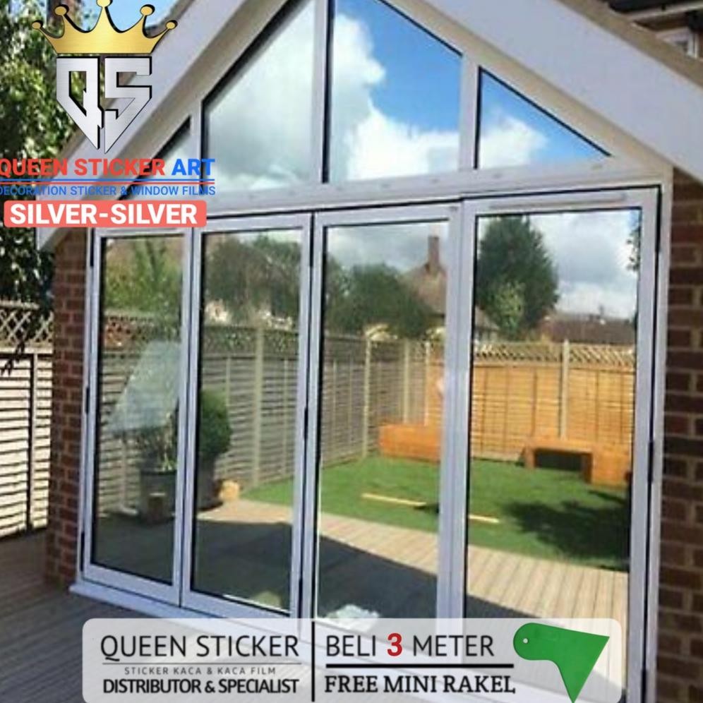 ACM - Stiker Kaca Film Jendela Rumah Sparta One Way Cermin Silver Silver Bahan Meteran