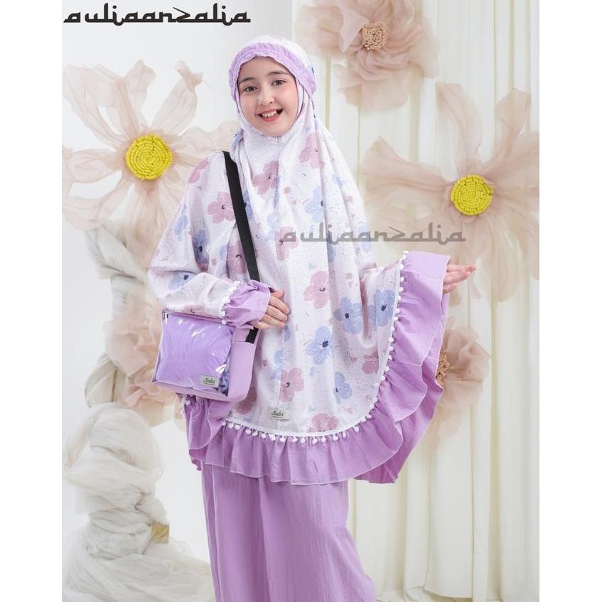 Aulia Anzalia - Mukena Anak Perempuan Tas Selempang | Bahan Katun Rayon Mukena Anak Umur 4-15 Tahun 