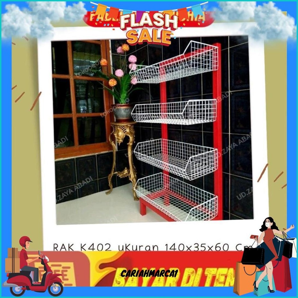 Rak [K402] Ceker Besi Merah/Rak Indomaret/Rak Besi Tebal/Rak Jualan/Rak Kuat Siap Kirim