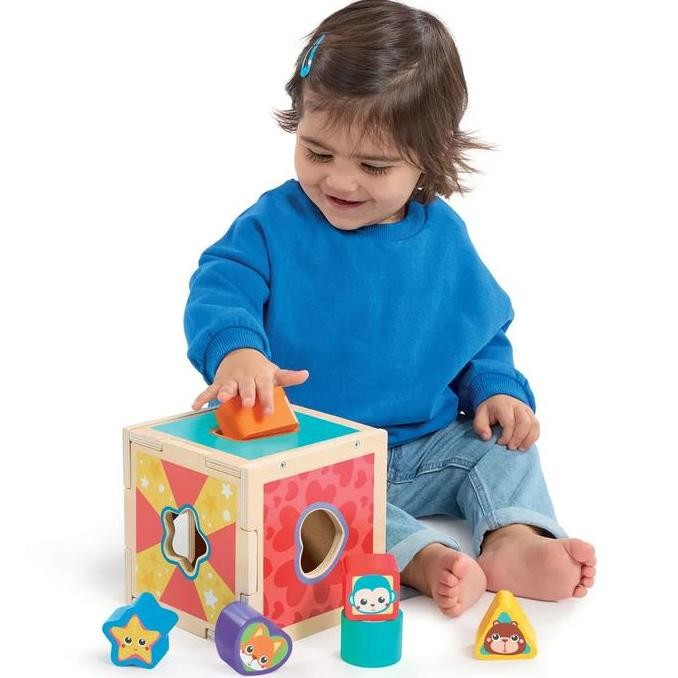 ELC Wooden Shape Sorter - Mainan Edukasi Balok Kayu Anak Bayi