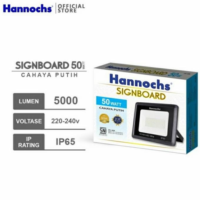 HARGA DISC - Signboard LED floodlight Hannochs 50 Watt Cahaya putih
