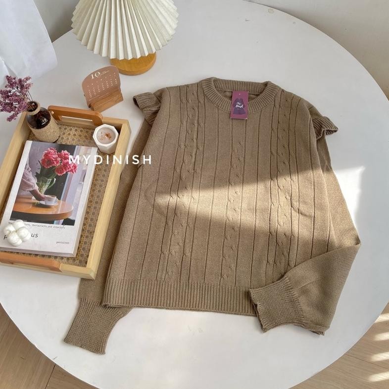 Original Fatira Ruffle Blouse - Atasan Rajut Wanita Motif Kriwil Kekinian Ke-21