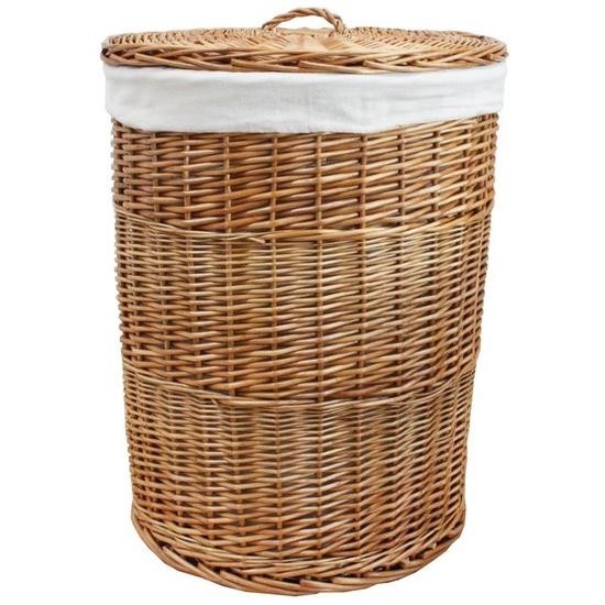 Keranjang Laundry Bulat Rotan Alami Anyaman Untuk Pakaian Kotor Tempat Cucian