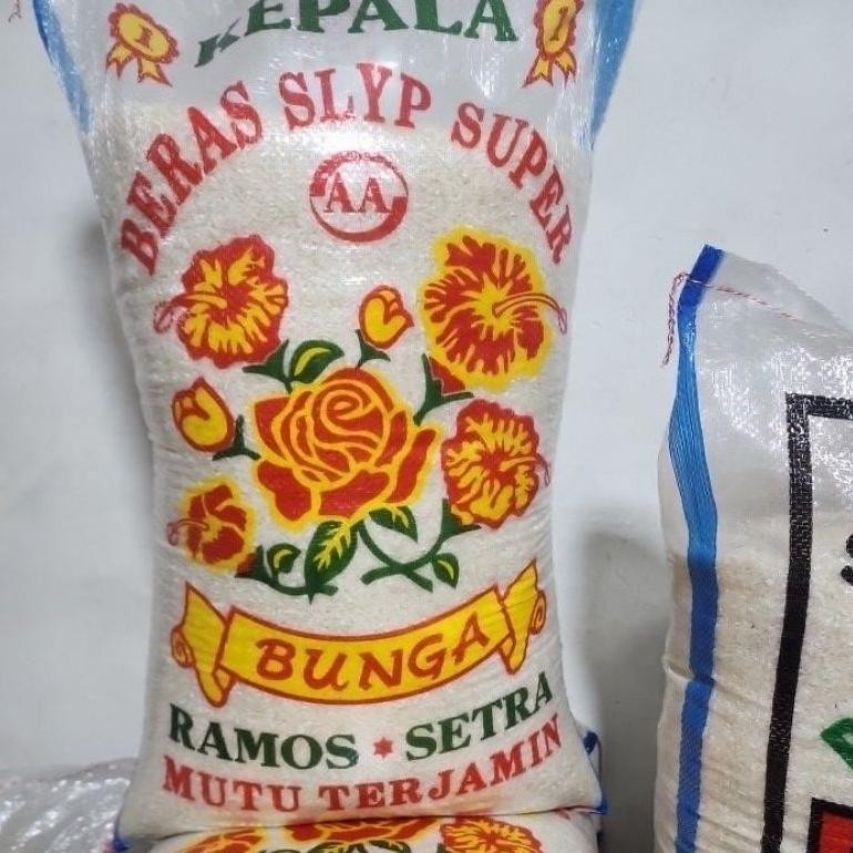 

Beras Ramos Cap Bunga 10 Liter. Pulen Sedang. .