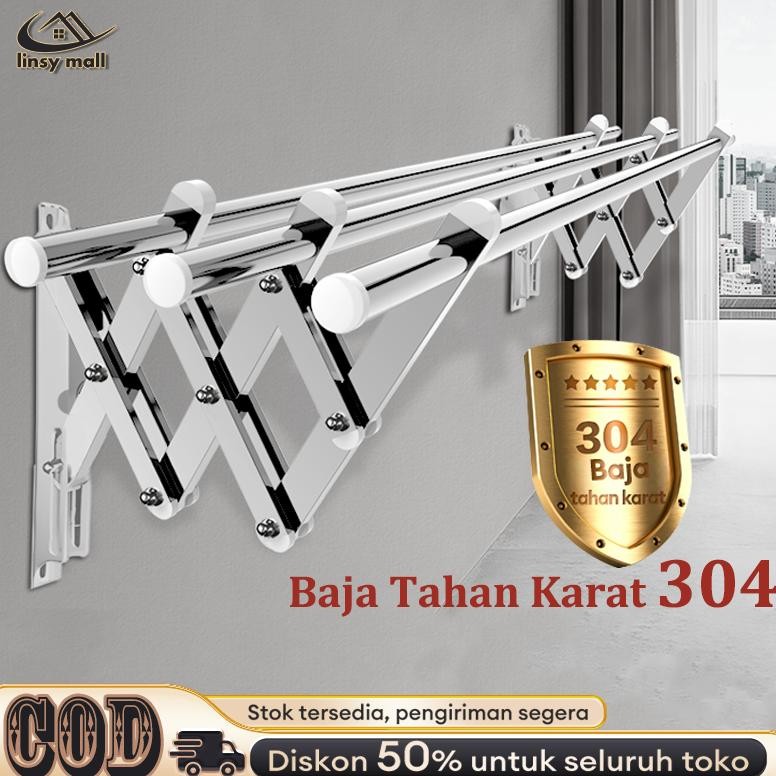 Jemuran Baju Dinding Jemuran Dinding Stainless Steel Jemuran Dinding Lipat 100/120/150/180/200CM