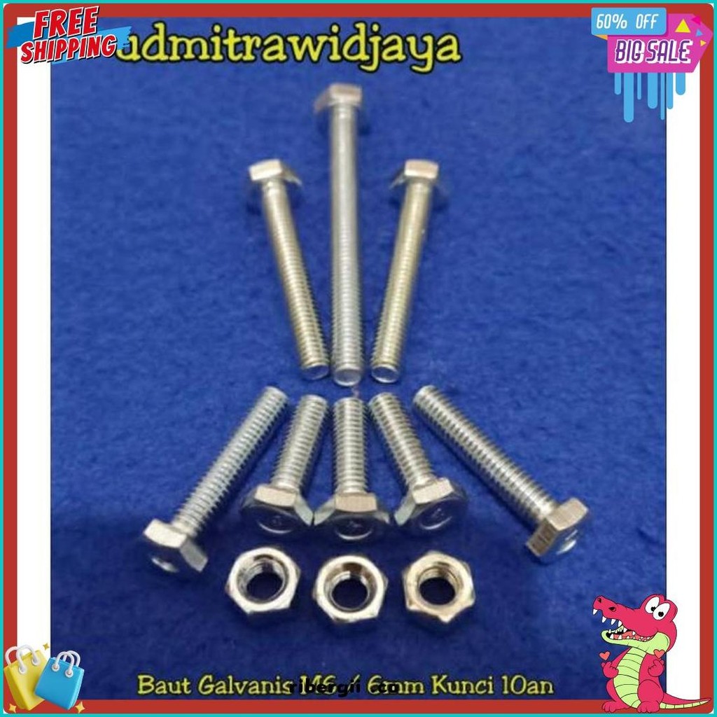 Cusss Serbu Baut Kunci 10 Panjang 1Cm 2Cm 3Cm 4Cm 5Cm 6Cm 7Cm Baut Galvanis M6 6Mm Kunci 10An 10Mm B