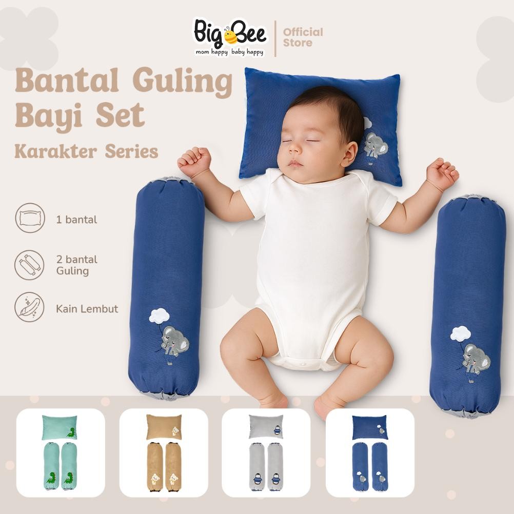 Big Bee Bantal Guling Bayi Set Karakter Series Bahan Halus Tidak Berbulu
