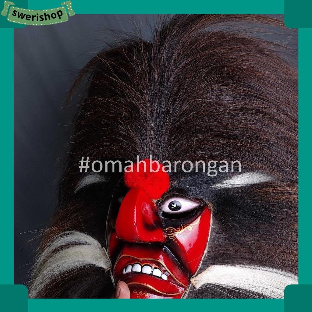 Topeng Ganongan Premium Full Bulu Kuda Asli Rambut Nyulak Grosir