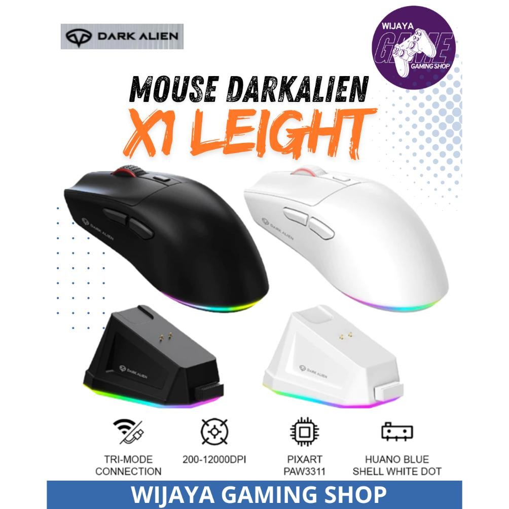 Dark Alien X1 Light Tri Mode Wireless Wired Gaming Mouse with RGB Lighting Magnetic Charging Base