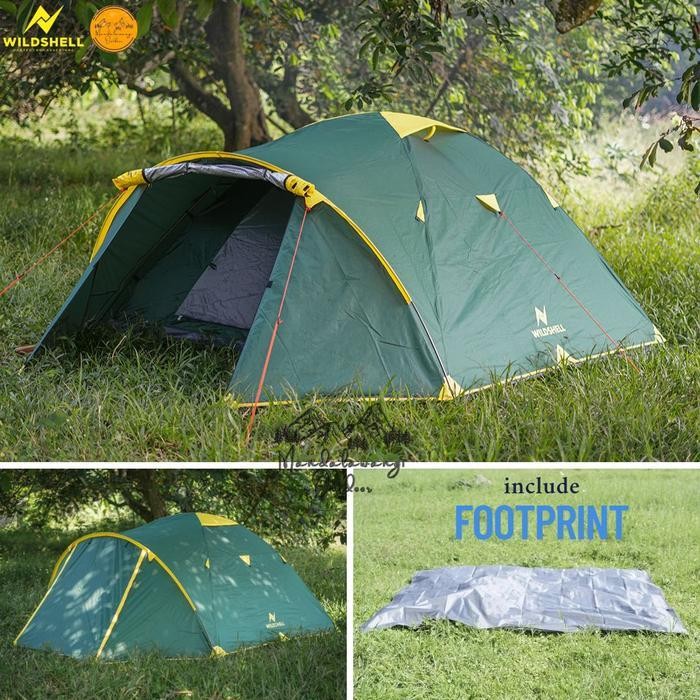 OGO TENDA CAMPING WILDSHELL RAYA 4 PRO KAPASITAS 4-5 ORANG FRAME ALLOY INCLUDE FOOTPRINT TENDA DOUBL