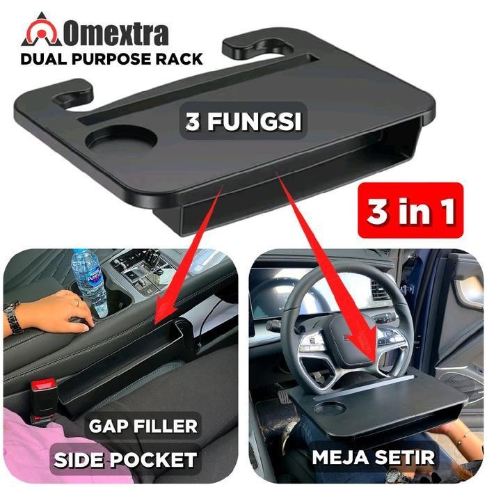 NZS 3 in 1 Omextra Meja Setir Mobil Side Pocket Jok Gap Filler Pengisi Celah Jok Mobil Car Seat Orga
