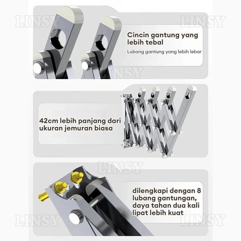 Jemuran Dinding Lipat Stainless 2 Meter Jemuran Baju Pakaian Dinding Jemuran Lipat Dinding