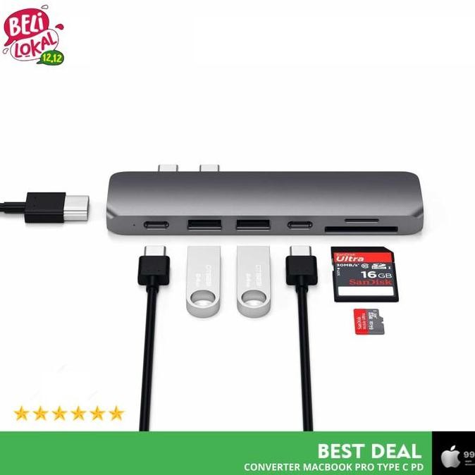 DV176 - Adaptor Converter Multiport Dual USB Type C PD HDMI Macbook Pro M1 M2