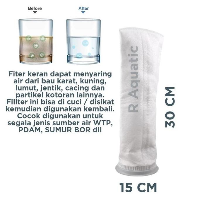 filter kain air keran saringan penjernih water purifier polyester 1 micron 15 x 30cm