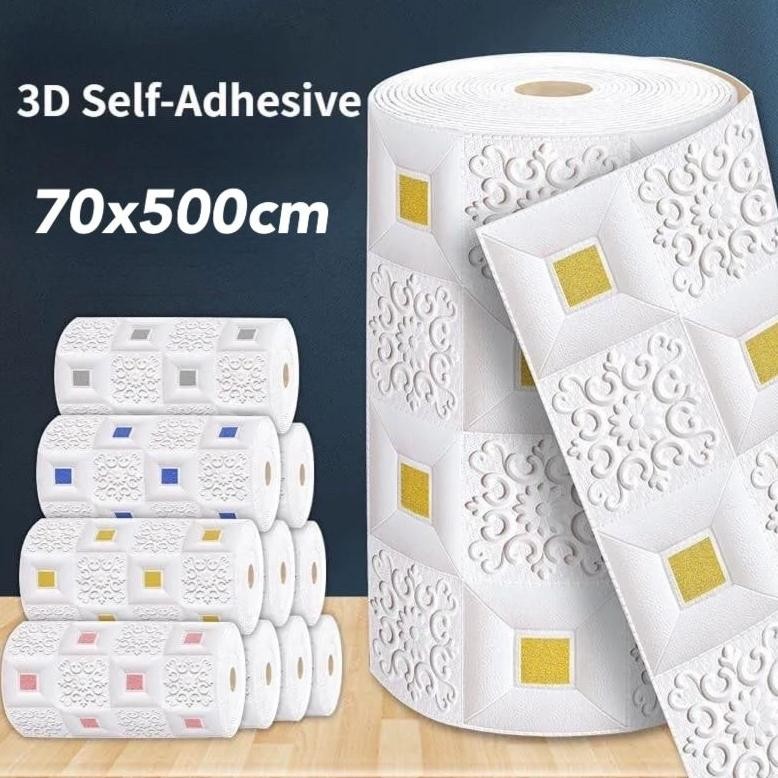 YMN - Wallpaper 3d Roll motif bata warna wallpaper Roll panjang WALLPAPER 3D 3d Roll Dinding BATU BA