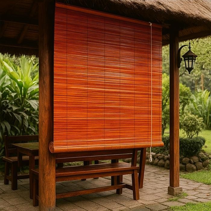 tiray krey bambu sawit tirai krei outdoor ukuran 2x1,5 meter sudah dapat penggulung