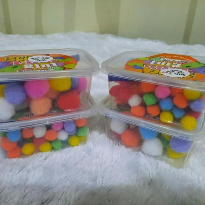 Paket pompom box tweezer pinset plastik pom pom mainan edukasi