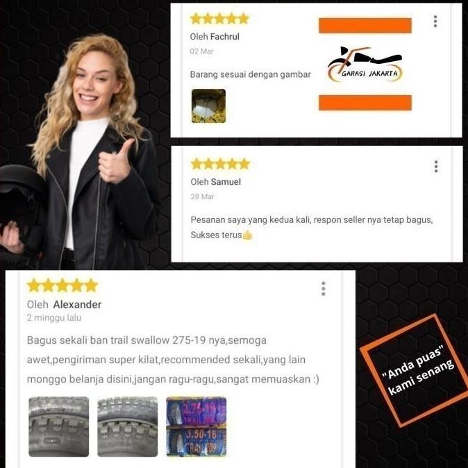 Ban luar motor swallow 70/90 ring 16 ban depan skywave nouvo tubles