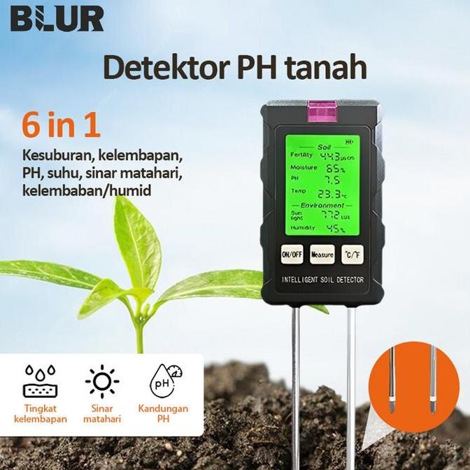 BLUR PENGANALISIS TANAH DIGITAL/PENGUJI PENGUKUR PH TANAH/PENGUKUR KELEMBAPAN TANAH/PENGUJI TANAH 6-