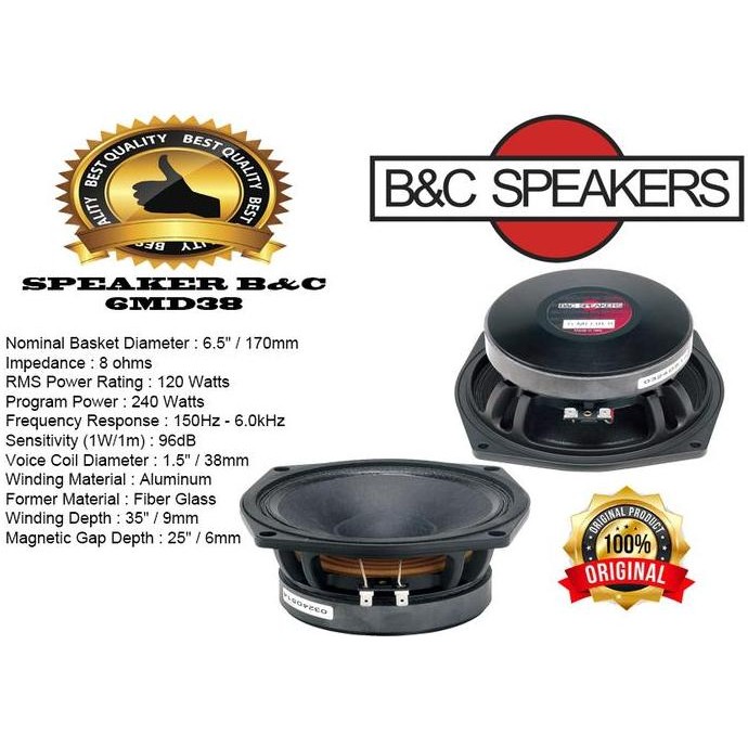 SPEAKER B&C 6" 6MD38-8 ORIGINAL ITALY NEW