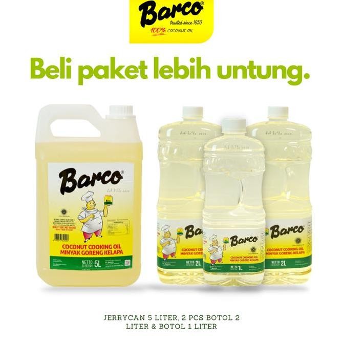 

Promo!! Minyak Goreng Kelapa Barco Botol 1+2 Ltr (2) &Jerrycan 5 Liter