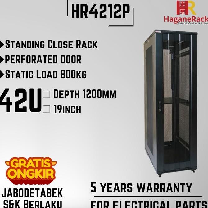 TERLARIS - Haganerack Close Rack HR4212P - Rak Server 42U Depth 1200mm Perforated Door Rak Data Cent