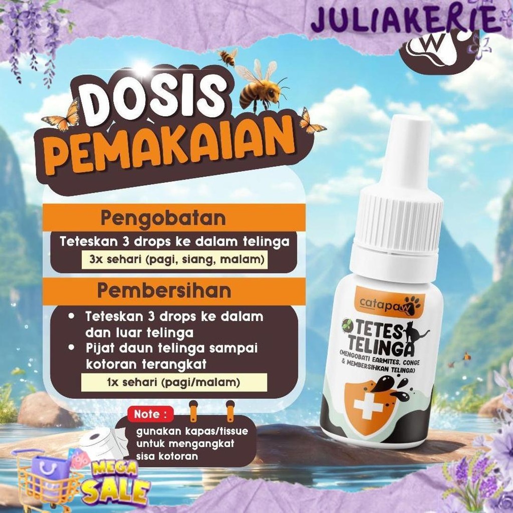 Termurah CATAPAW Tetes Telinga Kucing Mengobati Earmites Conge Gatal Infeksi Pembersih Kuping Congek