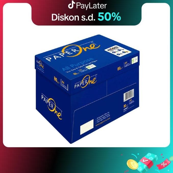 

BEBAS ONGKIR - PaperOne Kertas A4 80gr All Purpose 1 Box (2500 lembar) Kertas HVS