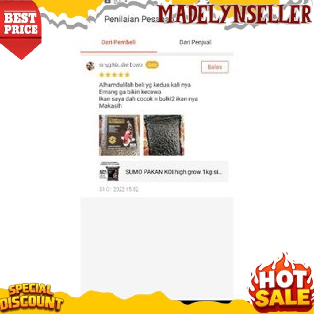 Viral Pakan Pelet Makanan ikan Koi Sumo grow /1kg