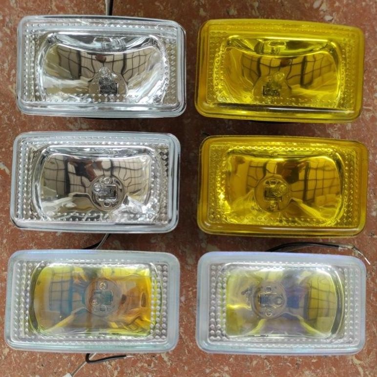 Foglamp lampu kabut SOROT bumper depan MOBIL kotak persegi modifikasi Suzuki Baleno new putih kuning