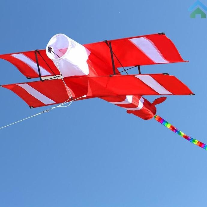 (Good) Layangan 3D Layangan Pesawat Layang Layang Besar Bi-Plane Kite Giant