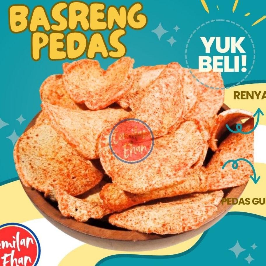 Basreng Pedas 1Kg Pedas Gurih Bastik Daun Jeruk Renyah