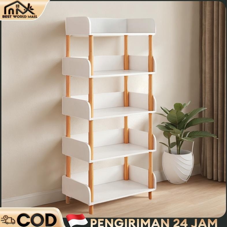 Rak Buku Minimalis 6 Tingkat Rak Makanan Ringan Lemari Buku Kayu Rak Buku Minimalis Kayu