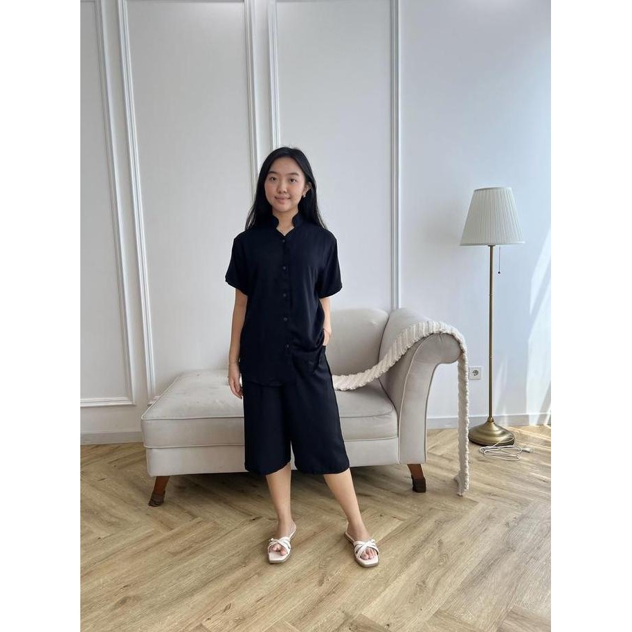 Sehari Wear -  Setelan Celana Setcel 7/8 Ponggol Rayon Premium Piyama Baju Tidur Wanita