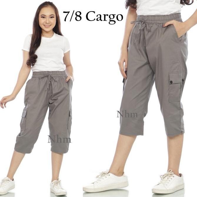 Celana Pendek Wanita 7/8 Kantong Cargo Jumbo Nhm LA