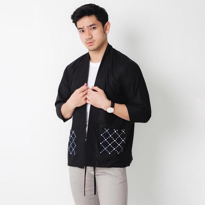 D'GAWAN Outer Batik Pria  Hako Kimono army baju Motif Panjang Katun Tebal Bisa Cod