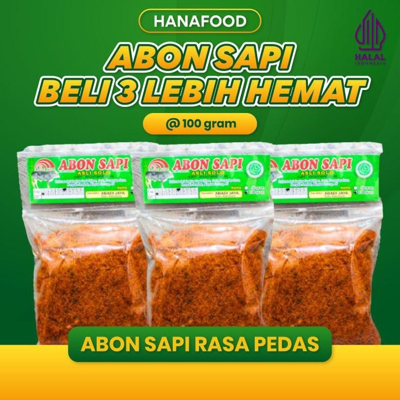HEMAT ABON SAPI 3 PCS RASA PEDAS / ABON DAGING SAPI ASLI / ABON SAPI HALAL