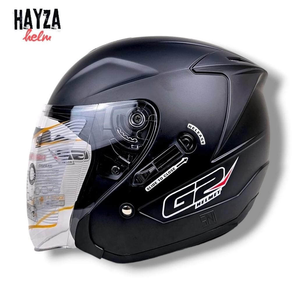 Helm G2 OPTIMAX Solid All varian Ori Helm Half Face Double Visor Sni