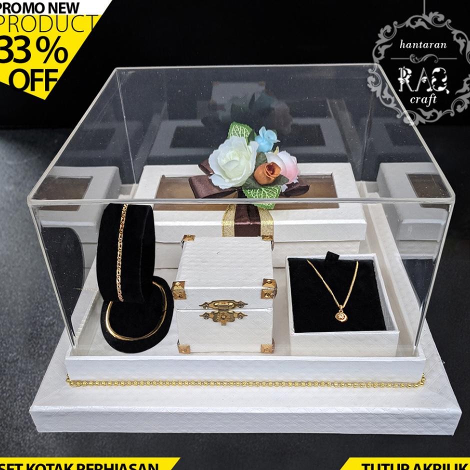 Kotak Mahar Perhiasan Tutup Akrilik Kotak Uang Seserahan Cincin Gelang Kalung Box Hantaran Perhiasan