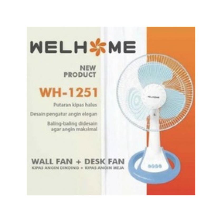 WELHOME Kipas Tornado 10 Inch WH 1062M / 1261M - Kipas Besi Desk Fan & Wall Fan Swing / WH 0851 8inc