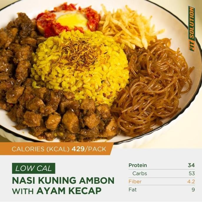 (Good) Low Cal Nasi Kuning Ambon + Ayam Kecap (Chicken Breast) | Healthy Prep Meal Catering Diet