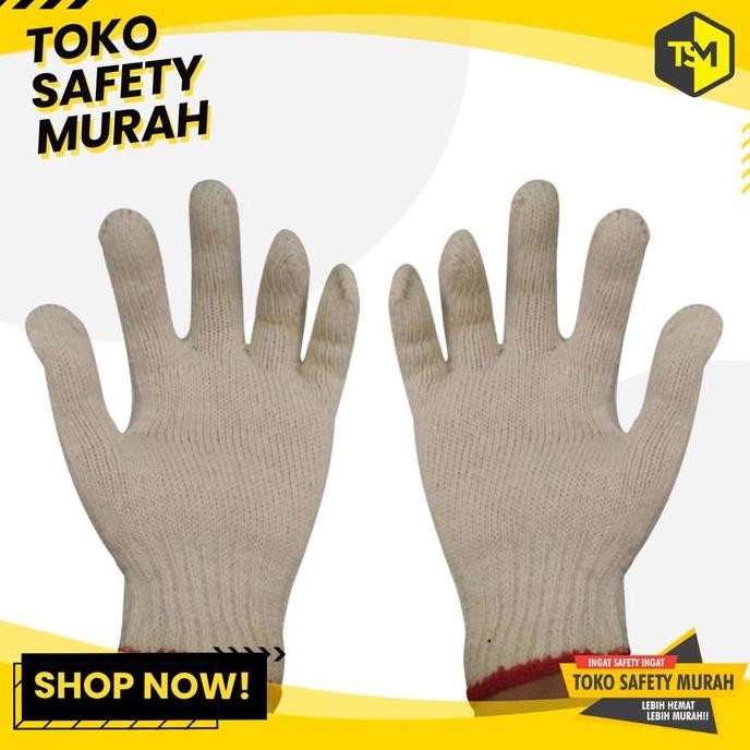 Sarung Tangan Katun Safety Glove Tukang Benang 6 Sarung Tangan B6  Putih