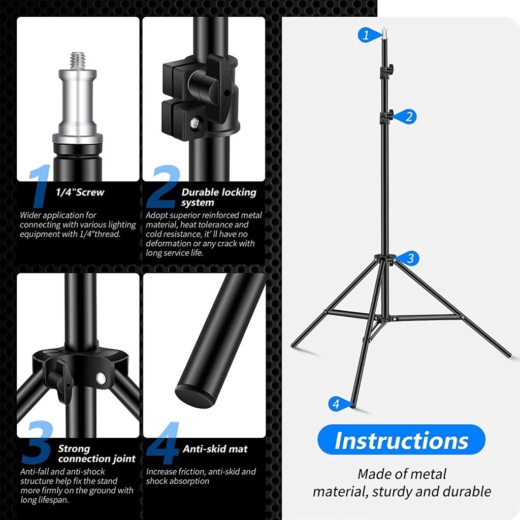 Tripod Stand Panjang 2M Stabil Flip Lock Kamera Foto Rekaman Konten — 9