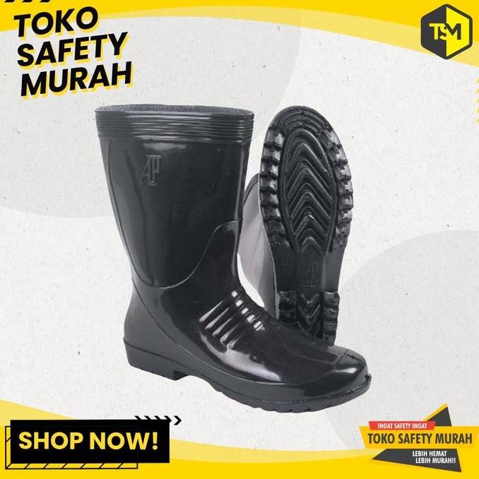 Sepatu Boot Pendek Hitam Anti Air Sepatu Boot PVC Karet AP Boots AP 1