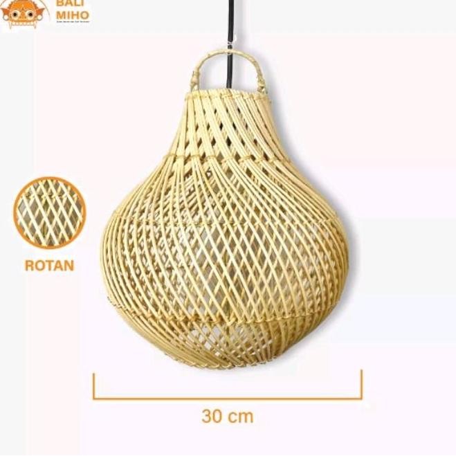 &<&<&<&] Kap Lampu Rotan Model Bombai - Kap Lampu Rotan - Lampu Cafe