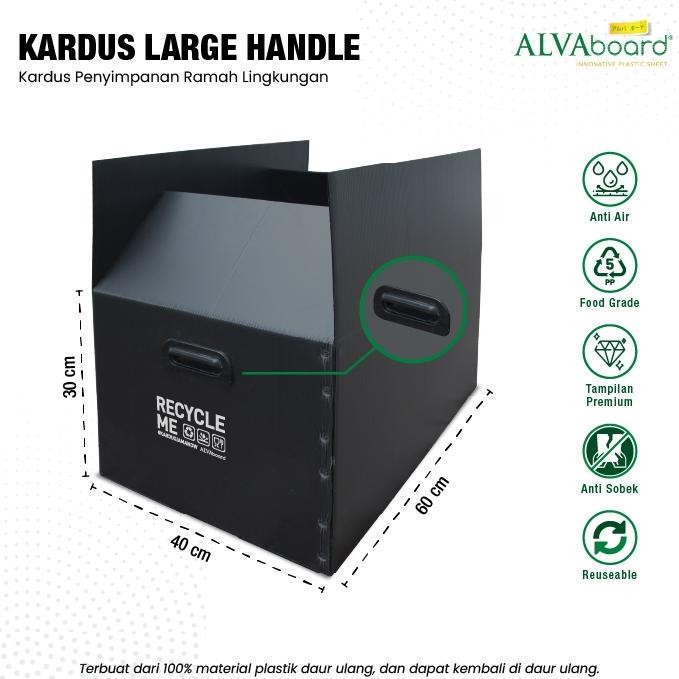 

Kardus Pindahan Alvaboard Handle Box Pengiriman Large Ukuran 60X40X30 Cm (P X L X T)