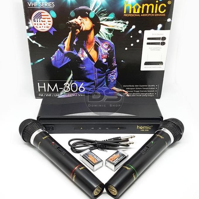 Homic Microphone Mic Double Wireless Hm-306 Karaoke